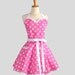 Reserved for CAT Sweetheart Retro Apron - Sexy Womens Apron Hot Pink and White Polka Dot Cute Full Kitchen Apron
