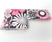 Reusable Sandwich Bag Set -- Pink & Gray Petals Sandwich Bag and Snack bag