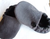 gray baby shoes 'Grayson' gray Robert Kaufman CORDUROY  ....soft soled shoes...Newborn to 24 months...