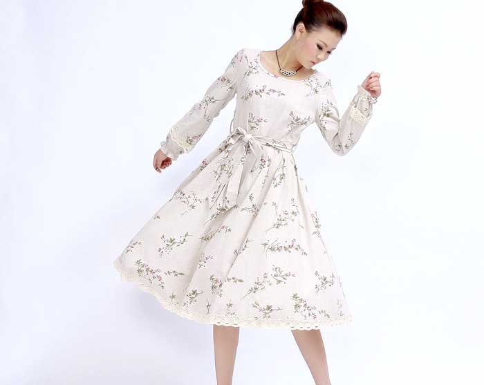 Midi floral linen dress (269)