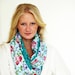 Blue floral twisted Infinity Scarf with green lace Loop Scarf ROMANTIC