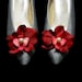 2 dark red Orchid wedding shoe clips tropical wedding red bridal bridesmaid flower girl shoe accessory flower shoe clips swarovski pearls