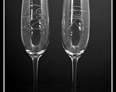 Personalized Stick Figure His and Hers Champagne Flutes by Jackglass on Etsy