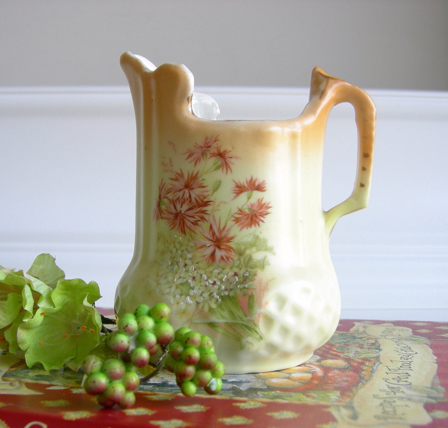 Vintage Creamer with Floral Decoration
