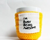 Coffee Mug Mug Cozy Coffee Cozy Tea Cup Awesome funny yellow black crochet cover