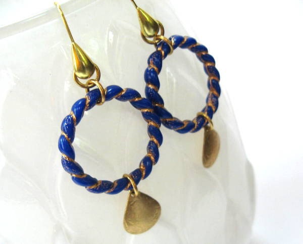 Nautical Royal Blue Rope Style Dangle Earrings - Seaworthy Earrings