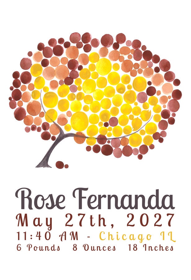 Personalized custom name EVENT TREE PRINT, kids wall decor, kids room decor, Baby shower, Anniversary, Special Day, Birthday, Graduation