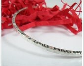 SALE -Personalized Sterling Bangle Hand Stamped Bangle Mommy Bracelet 2mmx2mm