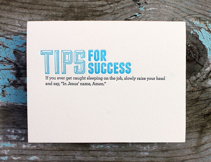 Tips for Success. Jesus. Letterpress Card