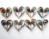 16 x  Wedding Decoration, Fun Colourful Paper Hearts, Recycled Books