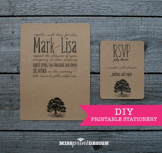 DIY Printable Wedding Invitation - Lonely Oak