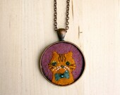 Custom Cat Portrait Necklace - Made to Order Felt Cat Pendant