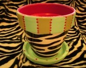 Zebra Print Hand Painted Flower Pots