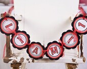 Firetruck Birthday Party -  I AM 1 MINI BANNER - Fire Engine Happy First Birthday Party Decoration, Fireman Boy Birthday Decoration