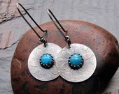 Dangle Earrings Sterling Silver and Kingman Mine Turquoise