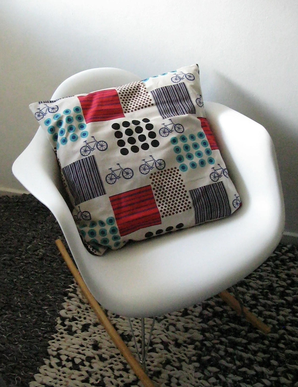 Natural linen bicycle cushion cover / pillow sham 50cm/19.5ins square
