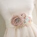 Bridal Sash- Wedding Sash in Blush Pink and Ivory with Dupioni Silk and Chiffon
