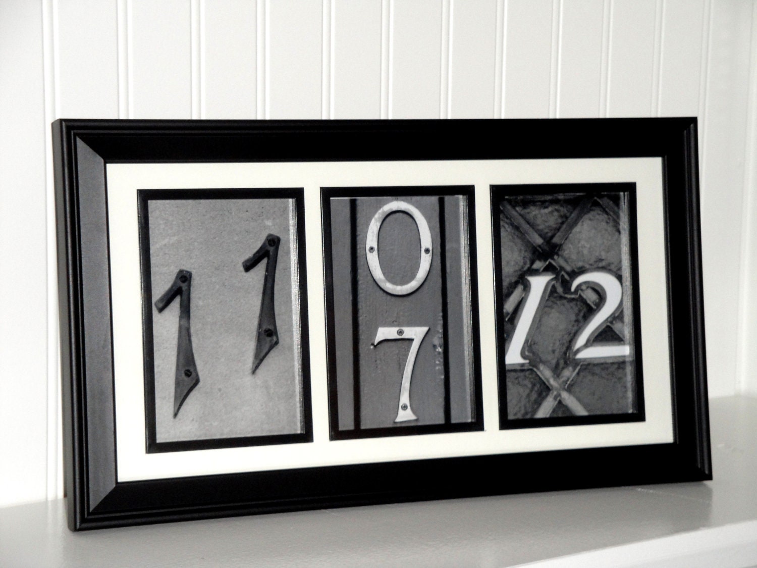 Alphabet Letter Photography- Personalized Date/Monogram/Number Photography Art 9x16- Black and White- Matted & FRAMED- Wedding