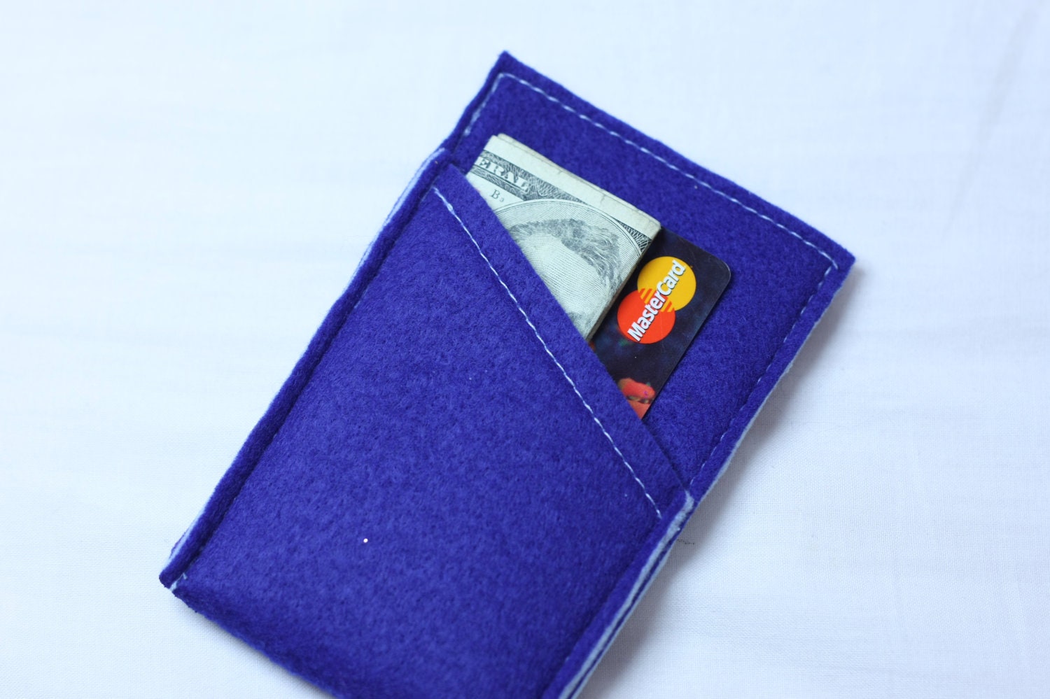 Felt iPhone 5 Case / iPhone Sleeve /iPhone 4 Cover- iPod Touch Case- Royal Blue on Light Blue with pocket