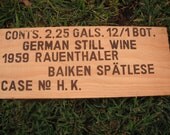 Antique Reisling Wine Crate Panel Rauenthaler Baiken