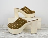 1970s platforms / 70s suede clog platforms / Intergalactic Space Invaders