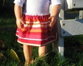 American Girl Doll Skirt Bright Stripes from an Upcycled Pillowcase