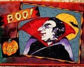 Dracula Halloween Fabric Postcard