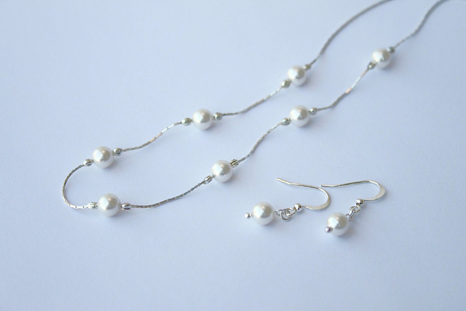 3 SETS  Swarovski Pearl Necklace  and Earrings, bridal, bridesmaid, flower girl jewelry set j
