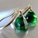 Emerald Green Earrings, Gold, Dangle, Petite, Drop, Holiday Fashion, Party Accessory - Evergreen