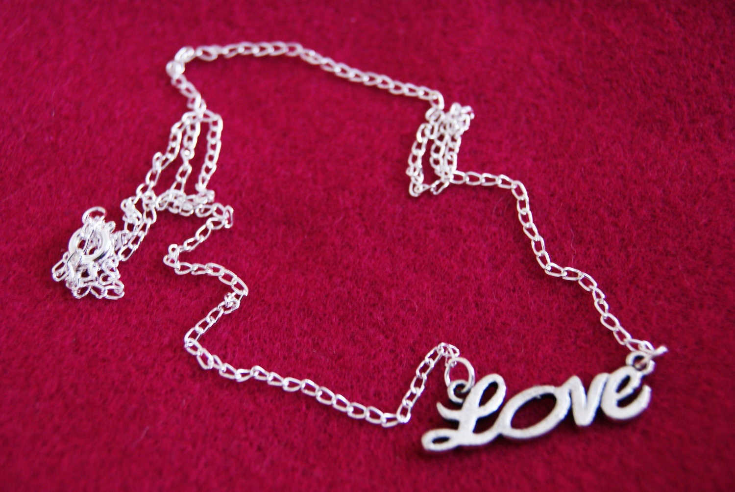 Silver Love Word Charm Necklace Cool Unique Vintage style Slogan Romance