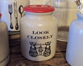 Vintage Mustard Crock Look Closely Vintage French Mustard Jar With Original Lid Victorian Binoculars