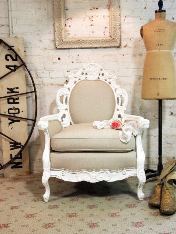 Painted Cottage Shabby White French Fancy Chair