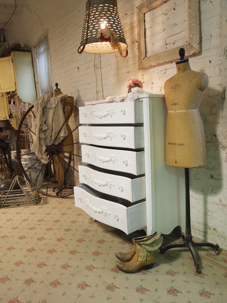 Painted Cottage Chic Shabby White French Dresser CH368