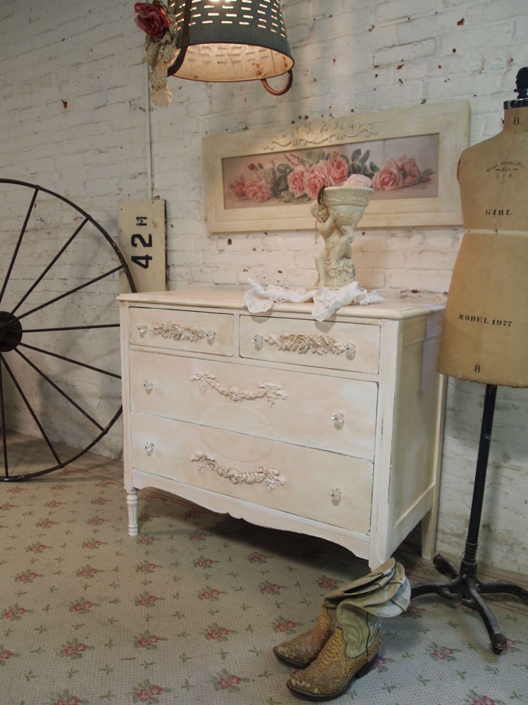 Painted Cottage Chic Shabby Pink Romantic Dresser DR414