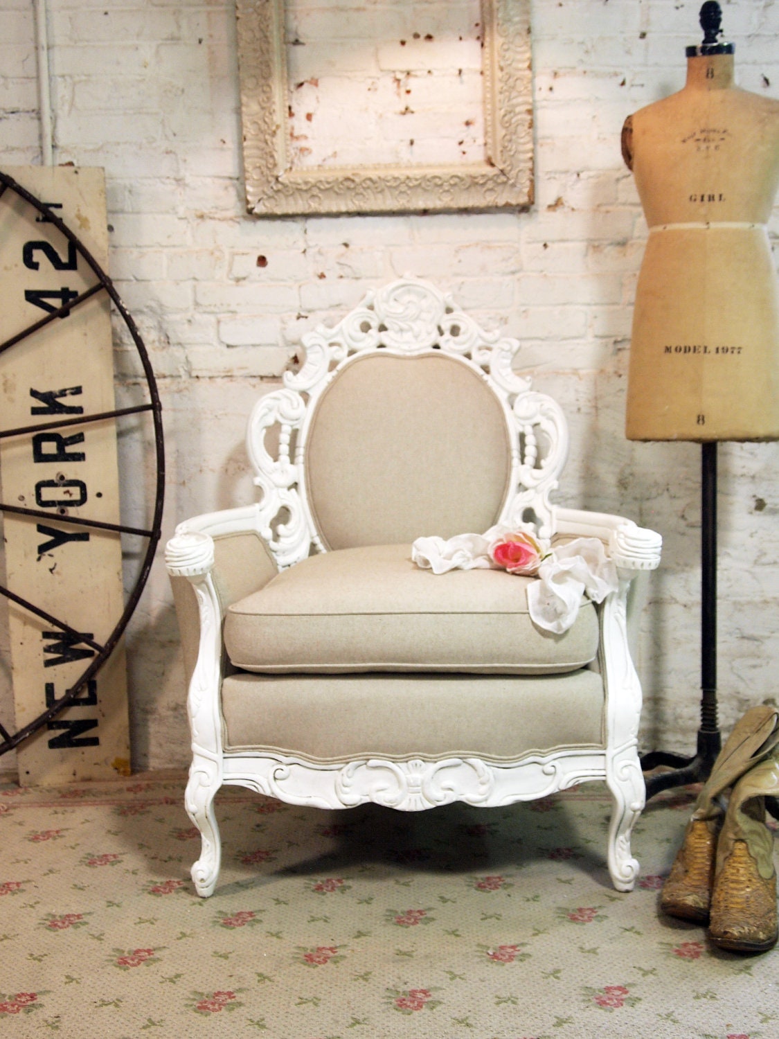 Painted Cottage Shabby White French Fancy Chair