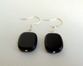 Handmade Black and Silver Dangle Earrings, Minimalist Earrings, Mod Earrings, Sleek and Simple