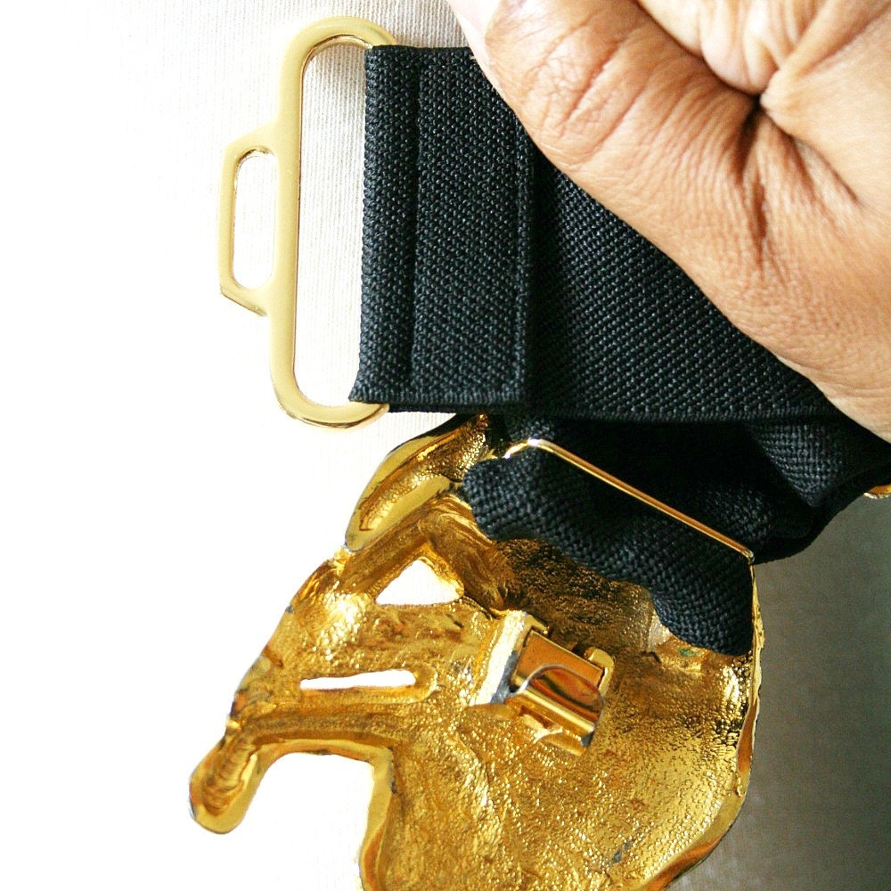 vintage DOTTY SMITH golden LEOPARD stretch belt