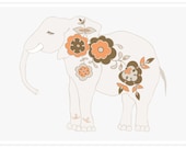 Nursery Elephant Sleeping ( Nursery art, Playroom decor, Calming nursery artwork )
