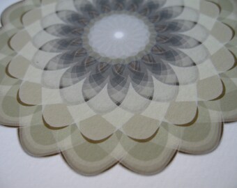 Geometric Flower abstract generative art print,  10 x 10 inch, Flower 6q,  giclee on cotton rag paper