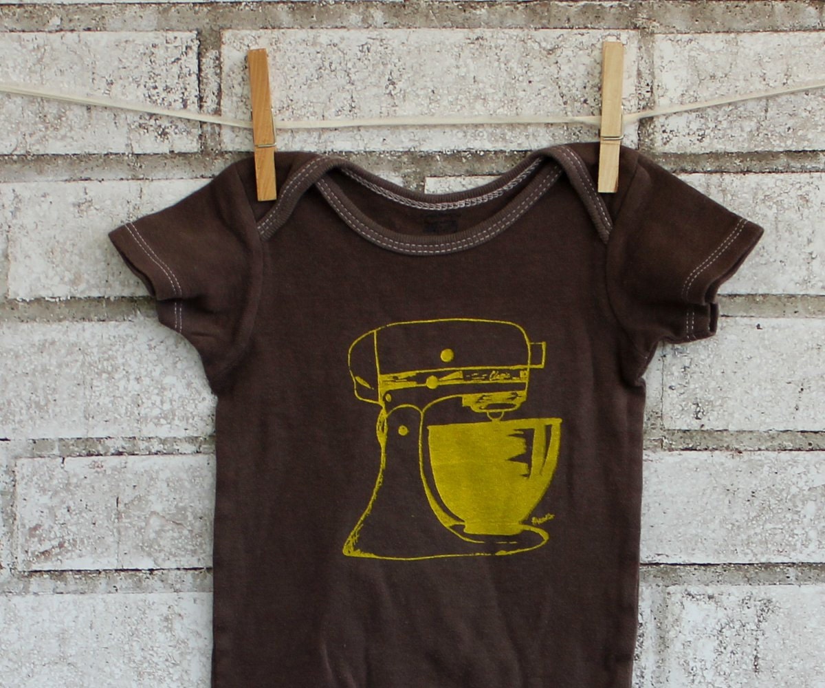 Retro Baby Vintage Mixer cotton baby onesie  dyed brown or custom colors
