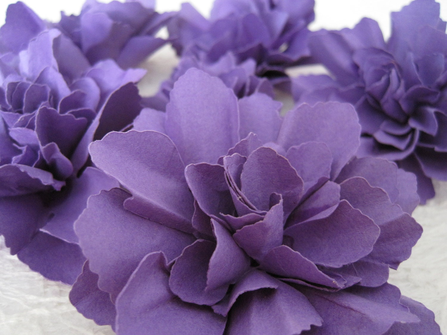 Handmade Violet Paper Flowers  - Set of 6