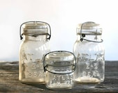 Set of 3 Atlas E-Z Seal Glass Mason Jars
