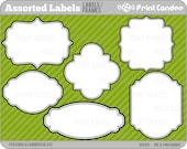 Assorted Labels (18 Pack) - BUY 2 GET 2 FREE - Personal and Commercial Use - digital clipart frames clip art