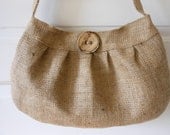 Handmade Buttercup Burlap  Bag with organic Coconut Button
