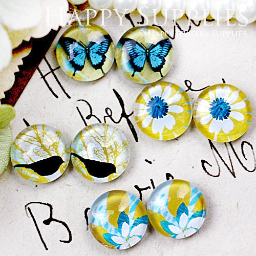 8pcs 12mm (MGC75) Handmade Photo Glass Cabochon