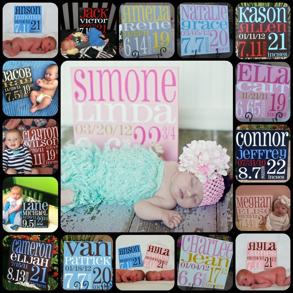 Birth Announcement Subway Art Baby Sign