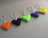 5 Halloween Felt Heart Ornaments spooky and cute Eco Friendly TeamEcoEtsy