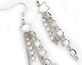 Shooting star silver chain dangle earrings