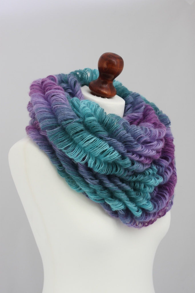 knitted cowl fluffy sot colorful