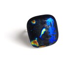 Cocktail Ring Black Dichroic Kanji - Adjustable